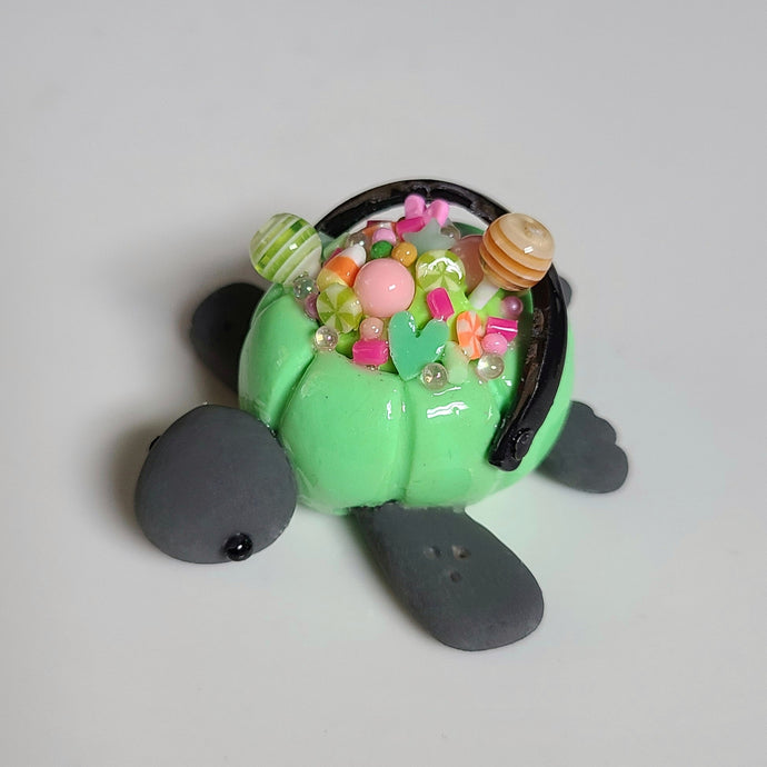 Trick or Treat Pumpkin Turtle (Neon Green)