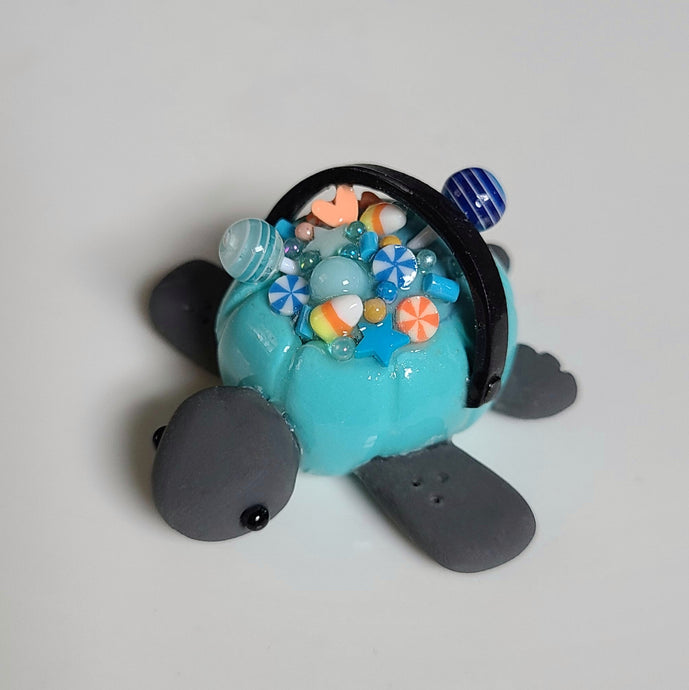 Trick or Treat Pumpkin Turtle (Neon Blue)