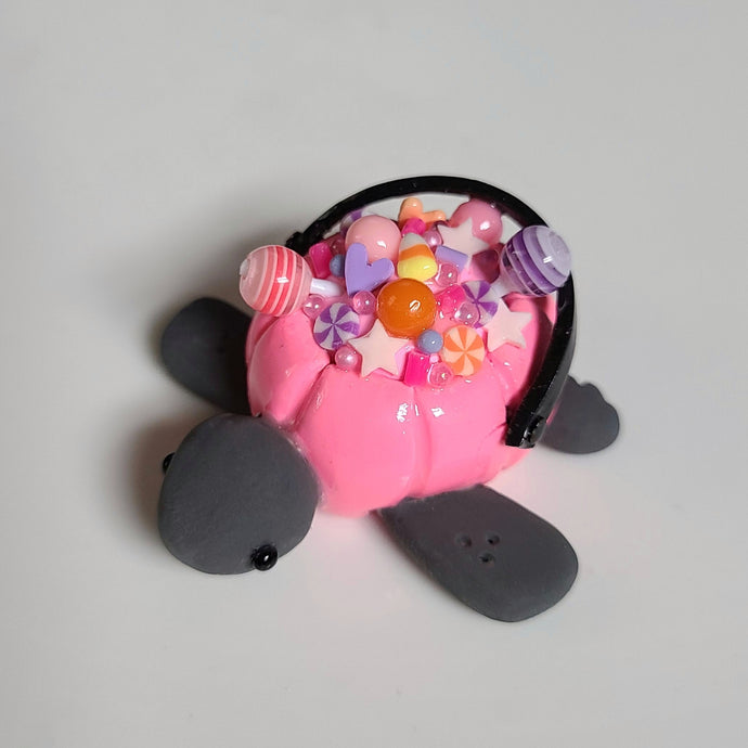 Trick or Treat Pumpkin Turtle (Neon Pink)